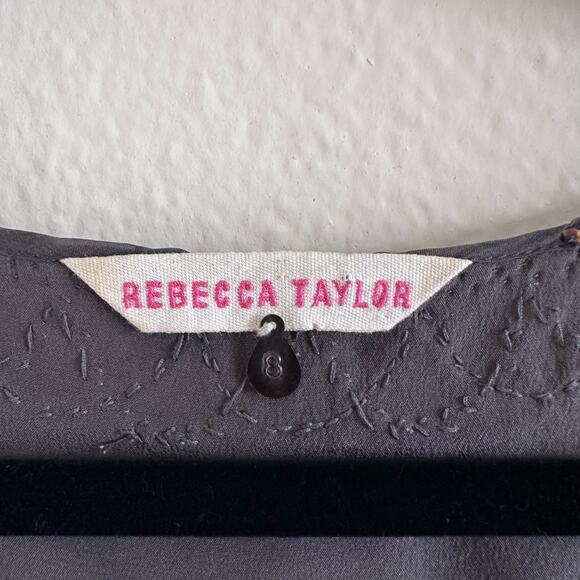 Rebecca Taylor Gray Silk Beaded Blouse Size 8 - Picture 5 of 9